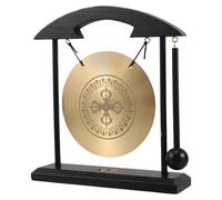 TOKIDNY Feng Shui Brass Gong with Mallet and Stand, Small Asian Desktop Gong for Home Decoration, Lucky Wealth Blessing Symbol, Martial Arts Inspired Brass Decor for Office and Room