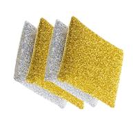 TOKIDNY Gold and Silver Glitter Kitchen Scrubbing Sponge Blocks 4pcs Set, Small Daily Use Wok Cleaning Sponges for Household Dishwashing and Kitchen Supplies