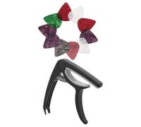 TOKIDNY Guitar Capo and Plectrum Set 10pcs Celluloid Picks Pressure-Safe Capo for Acoustic and Electric Guitars with Banjo and Ukulele Accessories for Performers and Tuning