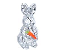 TOKIDNY Handcrafted Glass Rabbit Sculpture Mosaic Mirror Bunny Ornament Disco Ball Bunny Decor for Easter Basket Stuffers Nursery Shelf Sitters Spring Party Decorations