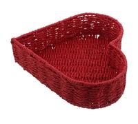 TOKIDNY Handwoven Heart-Shaped Paper Rope Storage Basket Large Red Desktop Organizer for Entryway Keys Cosmetics Nursery Decorative Boho Storage Container