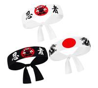 TOKIDNY Headbands Sturdy Polyester for Men, Breathable 3pcs Japanese Style Samurai Workout Accessories Karate and Fitness Suitable for Sports and Occasions