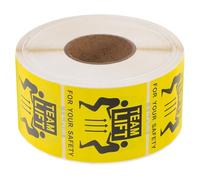 TOKIDNY Heavy Shipping Labels Roll 1000 Adhesive Stickers Yellow Team Lift Warning for Transportation and Logistics with Strong Adhesive Backing and Sturdy Packaging Caution Tags