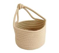TOKIDNY Khaki Storage Basket Cotton Rope Sundries Organizer Round Decorative Stylish Lightweight Stable Hanging Organizer for Play Area and Home
