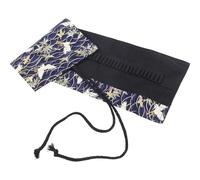 TOKIDNY Large Capacity Chinese Style Canvas Pen Roll Organizer Portable Cotton Pencil Wrap Bag with Slots Storage Pouch for Colored Pencils Brushes Watercolor Pens for Students Artists