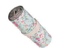 TOKIDNY Large Capacity Pencil Case Roll Wrap Portable Pencil Pouch Canvas with Multiple Slots and Buckle Design Elegant Floral Handmade Storage Organizer for Friends Who Love Drawing Or