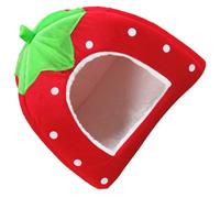 TOKIDNY Large Foldable Bunny Bed House Red M, Warm Cotton Nest for Rabbits Hamsters Squirrels, Indoor Small Pet Hideout and Bedding