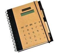 TOKIDNY Large Solar Calculator Notepad with Spiral Binding, Multifunctional Writing Diary Book for Students and Business Travel, Paper Notebook with Solar-Powered Calculator for Office Use