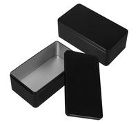 TOKIDNY Metal Storage Tin Box 2Pcs Large Capacity Vintage Black Tinplate Retro Style Decorative Containers for Candy, Money, and Special Occasions