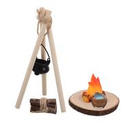 TOKIDNY Miniature Dollhouse Campfire Accessory with Handcrafted Hanging Pot and Realistic Fake Flames Detailed Fire Pit Model for Outdoor Scene Decoration Tabletop Display and Pretend Play
