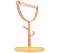 TOKIDNY Plastic Tabletop Parrot Stand Stable Base, Training Perch for Budgies and Cockatiels, Orange-Yellow Bird Perch Rack for Interactive Bird Play and Exercise