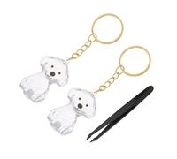 TOKIDNY Portable Pet Hair Keepsake Keychain Clear Storage Capsule for Memorial Stylish Lightweight Pet Urns with Bear-Shaped Boxes Tweezer Thoughtful Gift for Dog Owners and Bereavement