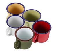TOKIDNY Retro Enamel Tea Cups Set of 5 Mugs with Comfortable Grip 100Ml for Home Parties and Camping Use