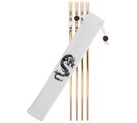 TOKIDNY Reusable Metal Chopsticks with Dragon Pattern, Non-Slip Design and Smooth Surface, Includes Cloth Bag, for Family Use and Gifting During Lunar New Year
