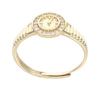 TOKIDNY Rhinestone Accent Gold Watch Ring with Quartz Technology, Fashionable Adjustable Ring for Women’s Social Events and Daily Use