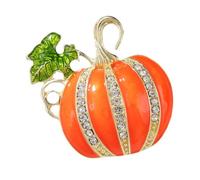 TOKIDNY Rhinestone Pumpkin Brooch Pin Lightweight Seasonal Sweater Accessory with Enamel Finish for Women Halloween Thanksgiving Decorative Lapel Pin