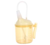 TOKIDNY Senior Drinking Cup Straw and Lid for Elderly and Disabled Patients, Dysphagia Regulating Spill-Proof Feeding Mug, 500ml Yellow Hospital Water Bottle for Liquid Diet and Bedridden