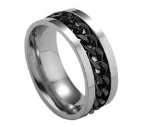 TOKIDNY Simple Stainless Steel Finger Ring Round Band for Men Boys Stylish Jewellery Black Size 10
