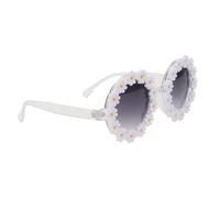TOKIDNY Stylish Women Sunglasses with White Flower Decoration, Ergonomically Designed PC Frame, Fine Craftsmanship for Party and Shopping, Creative and Funny Fashion Eyewear