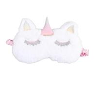 TOKIDNY White Fluffy Eye Mask Unicorn Design Comfortable Fabric Sleep Eyeshade Lightweight Blindfold with No Pressure on Eyes for Travel and Work