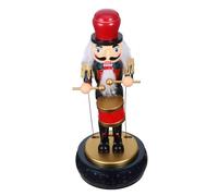 TOKIDNY Wind-up Nutcracker Music Box Wooden Soldier Figurine with Sturdy Round Base Charming Holiday Tunes for Christmas Home Bedroom Living Decoration