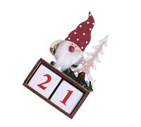 TOKIDNY Wooden Christmas Table Calendar with Red Hat Forest Man Design, Perpetual DIY Countdown Desktop Calendar for Holiday Decoration