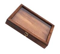 TOKIDNY Wooden Insect Specimen Box Glass Lid, Carbonized Paulownia Wood Display Case 36.5X26X5.5Cm, Dustproof Rectangular Butterfly Collection Storage Box for Science Education and Home