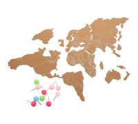 TOKIDNY World Map Wooden Cork Board 39.37X18.03 Inch Peel and Stick Rustic Decoration Pin Board for Living Room Study