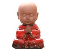 TOKIDNY Zen Purple Clay Monk Tea Pet Figurine, Creative Ceramic Kung Fu Tea Accessory in Devout Red, Decorative Desktop Monk Ornament for Home and Office Collection
