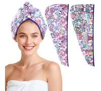 Tokidoki Microfiber Hair Towel Unicorno Hair Wrap 2 Pack 10X26 Hair Dryer Towels for Women Absorbent Drying Shower Cap Curly Hair Products for Hair Care Hair Accessories (20th Anniversary)