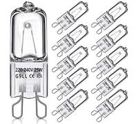 TOKIISHE G9 Halogen Light Bulbs 25W, G9 Dimmable Capsule Bulb for Oven, Wax, Lamps, 2800K Warm White, 220V - 240V, 10 Packs