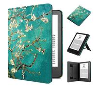 TOKILO Case for 6 Inch 2024 Release E-Reader, PU Leather Case with Auto Wake/Sleep Wrist Strap, Foldable Stand Card Slot, Incompatible with iPad Samsung 6 Inch eReader, Apricot Blossom