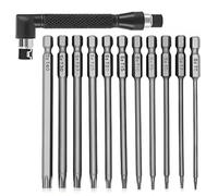 ToKinCen 11 PCS 100mm Torx Screwdriver Bits, T6-T40 S2 Steel 1/4 Inch Long Magnetic Torx Security Star Hex Screwdriver Bits Set for Electric Manual Screwdrivers + Angle Screwdriver Bit Holder