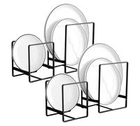 ToKinCen 4-Pack Plate Drying & Display Rack - Upright Storage for Shelves, Cabinets & Countertops - White Plate Holder