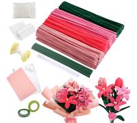 ToKinCen Pipe Cleaners for Craft Flowers,Pipe Cleaner for Flower Bouquet, Suitable for Gifts, Parent-Child Activity, Holiday and Home Decorations (Red)
