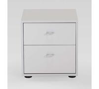 Tokio Bedside Cabinet - 2 Drawer - White - Chrome Handle