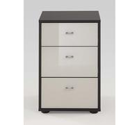 Tokio Bedside Cabinet - 3 Drawer - Magnolia Glass and Havana Carcase - Chrome Handle