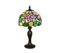 Tokira 8 Inch Tiffany Table Lamps, Pink Rose Flower Tiffany Lamp for Lounge, Small Pastoral Style Stained Glass Table Lamps, Night Lights for Kids' Bedroom/Living Room, Christmas Festival Gift
