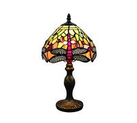 Tokira Vintage Tiffany Style Table Lamps 8 Inch, Stained Glass Lamps Patterns Handmade Red Orange Dragonfly, Bedroom Bedside Night Lampshades Living Room Modern [Excluding Bulbs]