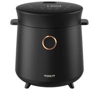 TOKIT Mini Rice Cooker 3 Cup Uncooked 9 Cooking Modes Ceramic Non Stick Pot | 9 Cooking Modes, 24-Hour Timer, Automatic Keep Warm, Fuzzy Logic, Ceramic Non-Stick Pot, Compact Design for Small Kitchens