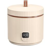 TOKIT Rice Cooker Small 3 Cup Uncooked /6 Cup Cooked, Modern Multifunctional Mini Rice Cooker with Display Touch Button for 1-3 People Ceramic Coated Non-Stick Pot 8 Cook Functions - Cooking & Warmer