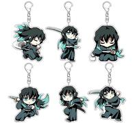 TokitouMuichirou Keychain Anime Figure Muichirou Cosplay Keyring Pendant Ghost Killing Acryl Chain Decor Collection Pack of 6