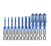 Tokiudeeir Hex Screw Thread Metric Tap Drill Bits Screw Machine HSS Compound Drill Hand Tools for Metal Steel Wood Plastic,12