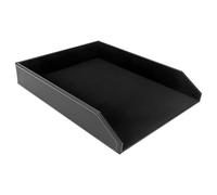 Tokiudeeir PU Leather Collection Letter Tray, Document Desk Organizer,Stackable Office File Document Tray Holder (Black)