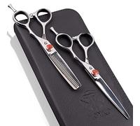 Tokko Katana Classic Professional Razor Edge Japanese Stainless Steel Hair Cutting & Thinning/Texturizing Scissors/Shears Set 6.5", Barber Shear kit with Adjustment Screw and Leather Case