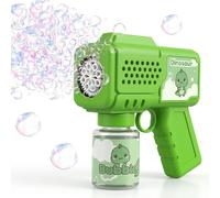 Tokky Dinosaur Bubble Gun for 3-5 Year Olds, 360° Leak-Proof Automatic Bubble Machine Toy, 8 Clog-Resistant Nozzles 1000+ Bubbles Per Minute with DIY Stickers, Summer Outdoor Interactive Birthday Part