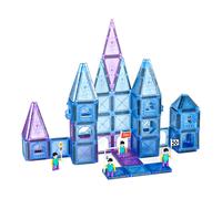 Tokky G013 128-Piece Magnetic Tiles Ice Kingdom Theme Ice Crystal Blue Translucent Castle Building Set Strong Magnetic Structure STEAM Learning ABS Safe Material Color Box Packaging