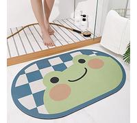 TOKLYUIE Super Absorbent Bath Mat,Cute Cartoon Bathroom Entrance Anti-slip Mats, Household Bathroom Absorbent Floor Mats Toilet Quick-drying Cushions, Bathroom Floor Mat, Shower Mat (50x80cm, Frog)