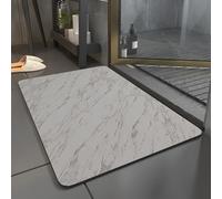TOKLYUIE Super Absorbent Bath Mat Non Slip Anti Mould Marble Pattern Gray Bathroom Rug Mat Quick Drying Diatomaceous Earth Floor Mat for Bathroom(Cloud Gray, 45 * 70cm)