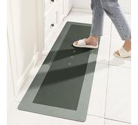 TOKLYUIE Super Absorbent Bath Mat Non Slip Anti Mould Quick-Drying Bathroom Mat Simple Kitchen Door Mat Machine Washable Large Living Room Carpet(45 x 150 cm, Rectangle Green)